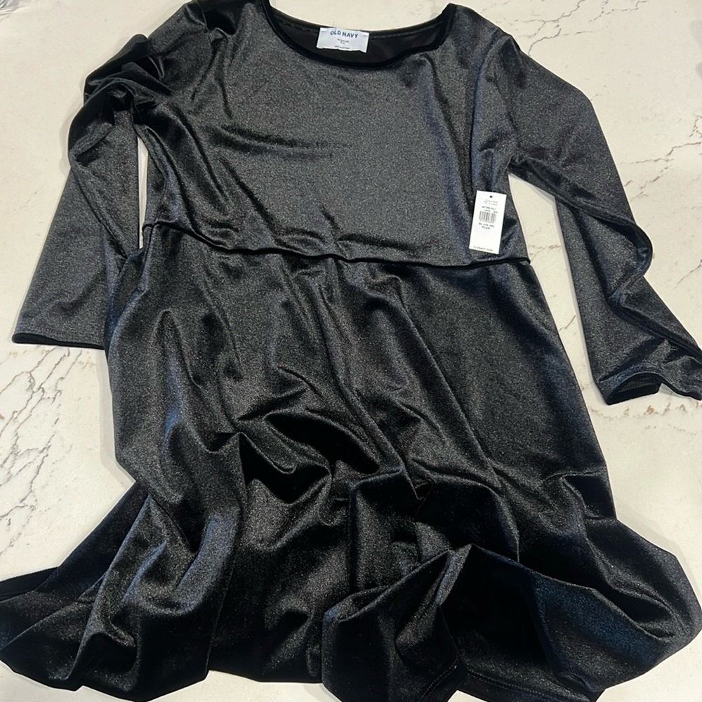 Girls Black Velvet Dress